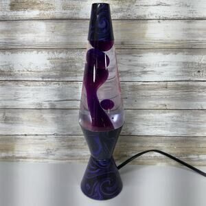 LAVA The Original 14.5” Purple Swirl Lava Lamp Pink Wax Clear Liquid Tested